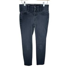 Nine West Black Slim Straight Mid Rise Elastic Waist Jeans Pockets Size 4
